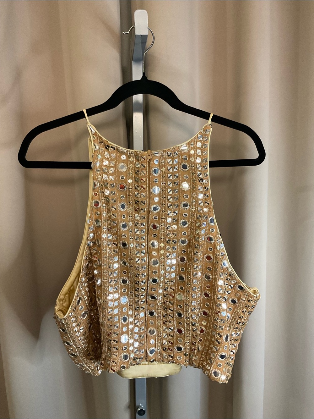 SANI Gold Embellished Halter Crop Top - Women's - Picture 3 of 5